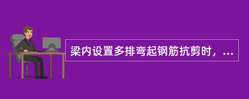 梁内设置多排弯起钢筋抗剪时，应使前排弯起钢筋在受压区的弯起点距后排弯起钢筋受压区