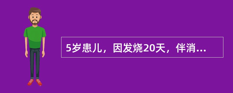 5岁患儿，因发烧20天，伴消瘦和食欲下降。X片显示：肺门影增大，右上肺靠近1／3