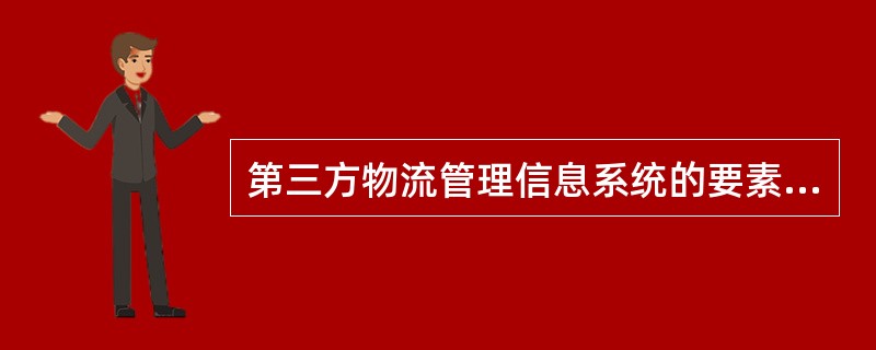 第三方物流管理信息系统的要素有包括：①模块；②数据文件；③管理和数据登陆活动；④