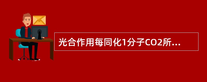 光合作用每同化1分子CO2所需光量子约（）个。