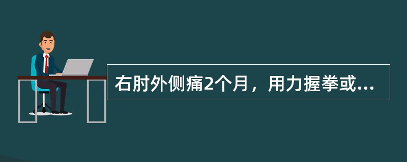 右肘外侧痛2个月，用力握拳或拧毛巾时痛加重，右肘外侧局限性压痛，Mills征阳性