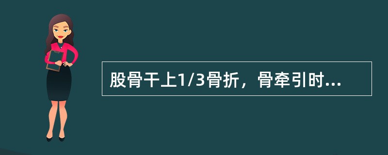 股骨干上1/3骨折，骨牵引时肢体应处于（）