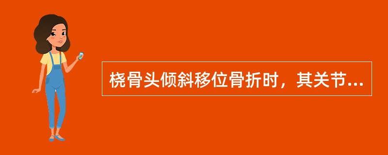 桡骨头倾斜移位骨折时，其关节面的水平线与肱骨小头关节面的水平线交叉成至（），俗称