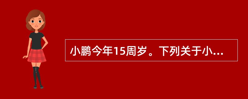 小鹏今年15周岁。下列关于小鹏办理居民身份证的说法正确的是（）。