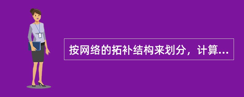 按网络的拓补结构来划分，计算机网络可分为局域网、广域网和城域网。