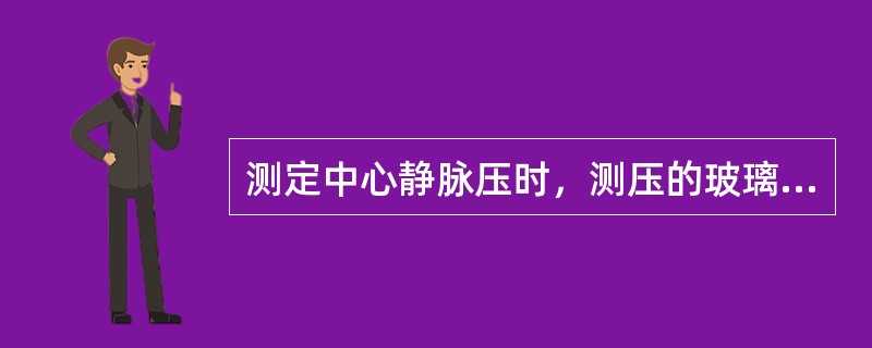 测定中心静脉压时，测压的玻璃管的零点应在（）