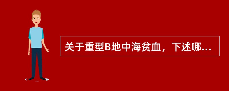 关于重型B地中海贫血，下述哪一项不正确（）