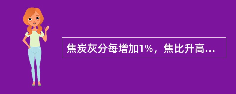 焦炭灰分每增加1%，焦比升高2%，高炉产量一般会（）