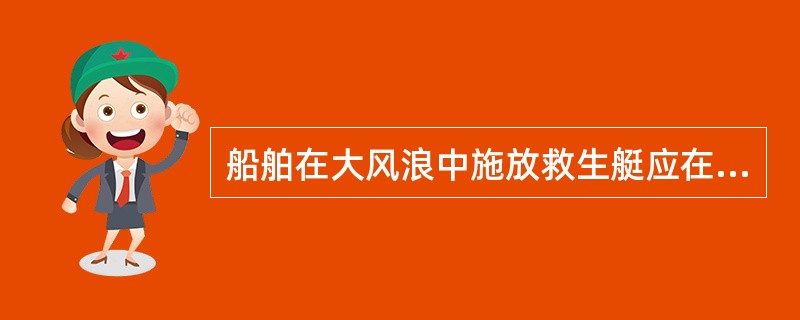 船舶在大风浪中施放救生艇应在（）。