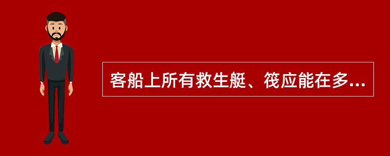 客船上所有救生艇、筏应能在多长时间内全部降落入水中（）。