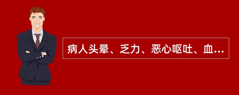 病人头晕、乏力、恶心呕吐、血清钠130mmol／L、血清钾4.5mmol／L，尿