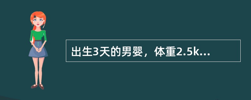 出生3天的男婴，体重2.5kg，生后第一天即出现呕吐，频繁呕吐黄绿色液，一直未排