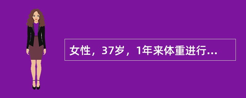 女性，37岁，1年来体重进行性增加，呈向心性肥胖，血皮质醇增高，垂体MRI显像有