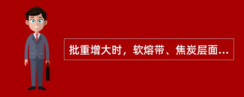 批重增大时，软熔带、焦炭层面积变小，料柱透气性就变差。