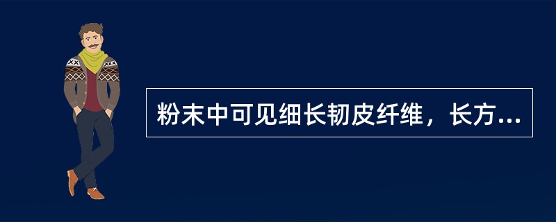 粉末中可见细长韧皮纤维，长方形石细胞，网纹导管或具缘纹孔导管的药材是（）