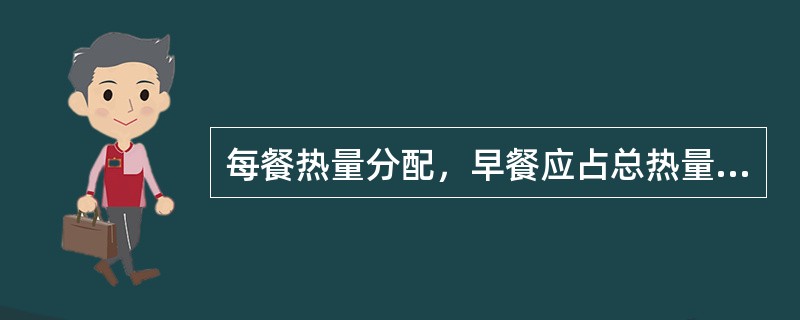 每餐热量分配，早餐应占总热量的（）。