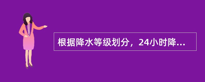 根据降水等级划分，24小时降水量为100～249.9毫米时称为大暴雨。