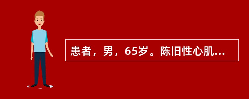 患者，男，65岁。陈旧性心肌梗死病史，近日劳累后心悸，气短咳喘，乏力，动则加剧，