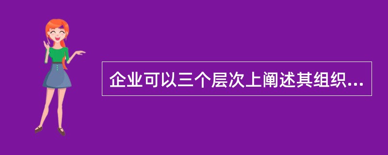 企业可以三个层次上阐述其组织目标，其中不包括()。