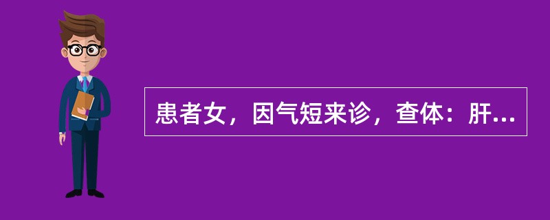 患者女，因气短来诊，查体：肝浊音界下移，该患者可能是（）