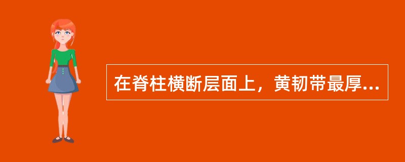 在脊柱横断层面上，黄韧带最厚的部位在（）