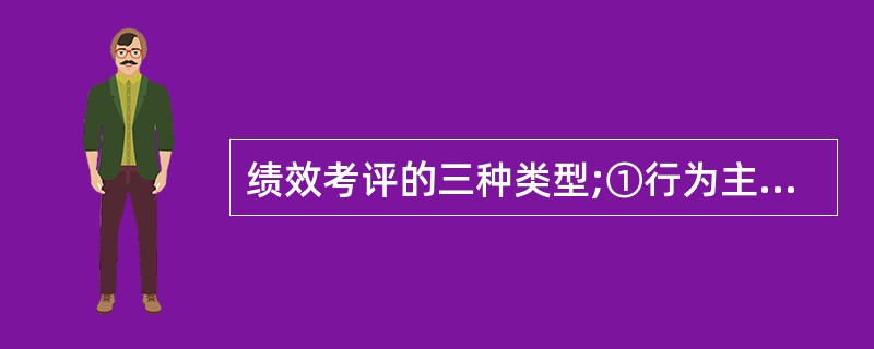 绩效考评的三种类型;①行为主导型考评、②品质主导型考评、③效果主导型考评，按实际