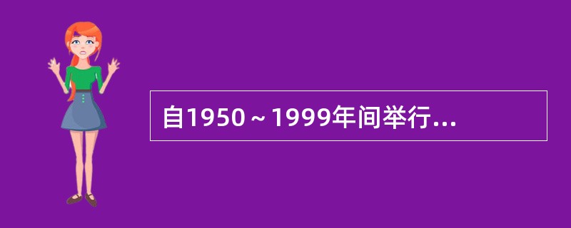 自1950～1999年间举行的13届世界男子篮球锦标赛中，获得冠军次数最多的国家