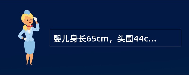 婴儿身长65cm，头围44cm，独坐，用手摇玩具，能辨认熟人和陌生人，可能的月龄