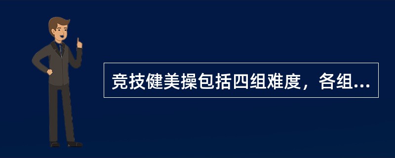 竞技健美操包括四组难度，各组难度动作主要体现运动员（）、（）和（）。