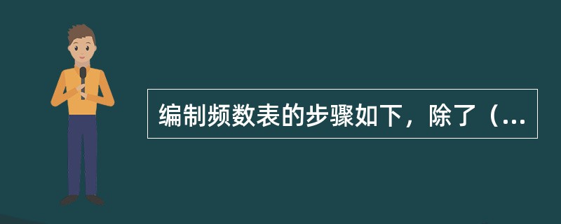 编制频数表的步骤如下，除了（）。