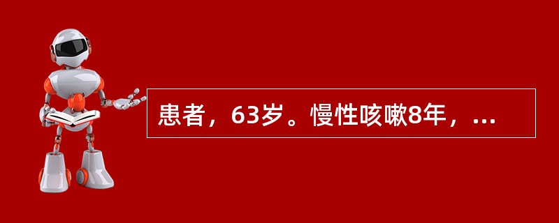 患者，63岁。慢性咳嗽8年，有肺气肿征，近一周来黄痰不易咯出，气促加重，发绀，未