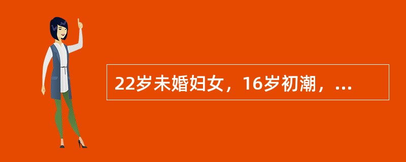 22岁未婚妇女，16岁初潮，以后月经周期较规律。两年前患病后，经量逐渐减少，半年