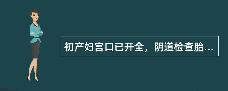 初产妇宫口已开全，阴道检查胎头矢状缝与中骨盆横径一致，前囟在3点处。诊断为（）