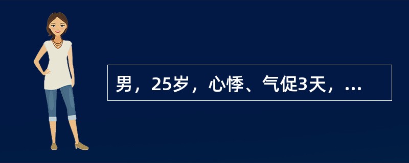 男，25岁，心悸、气促3天，诊断为急性病毒性心肌炎。以下哪一项与之诊断不相符（）