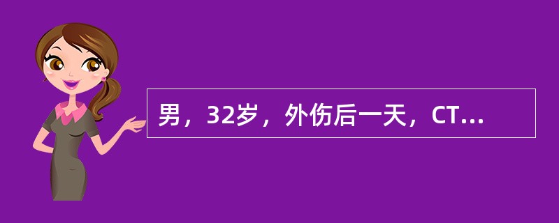 男，32岁，外伤后一天，CT检查如图，下面哪项诊断最恰当（）