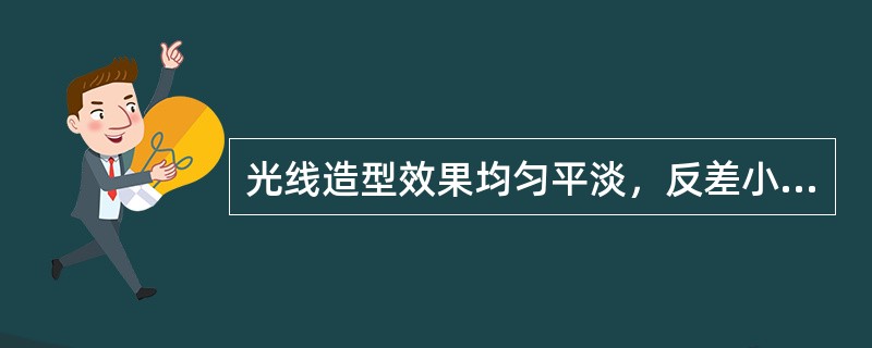 光线造型效果均匀平淡，反差小，缺乏立体感，空间感，轮廓不明显，不宜表现有凹凸丰富