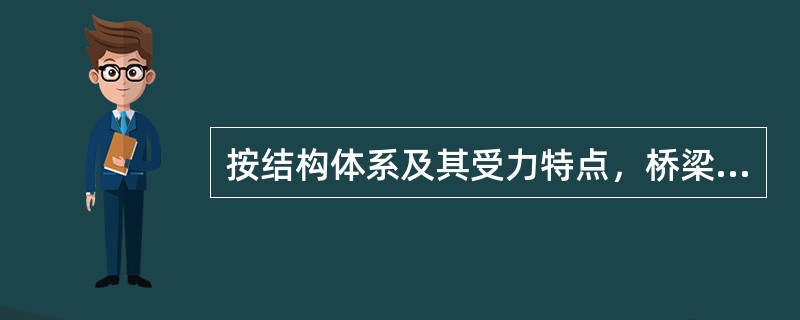 按结构体系及其受力特点，桥梁可划分为（）、（）、（）以及组合（）。