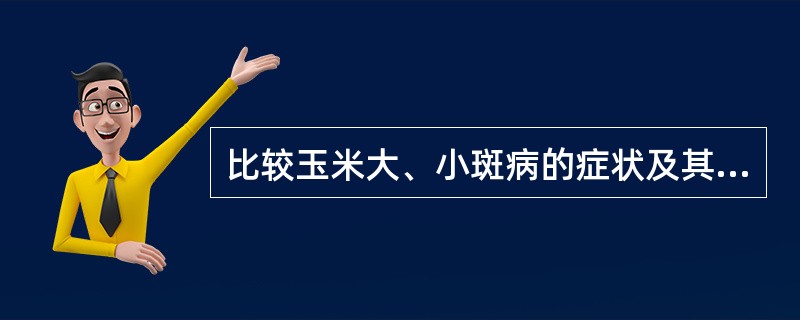 比较玉米大、小斑病的症状及其分生孢子的形态、特征。