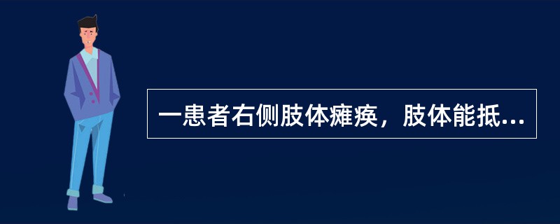 一患者右侧肢体瘫痪，肢体能抵抗重力离开床面，但不能抵抗阻力，其肌力为（）