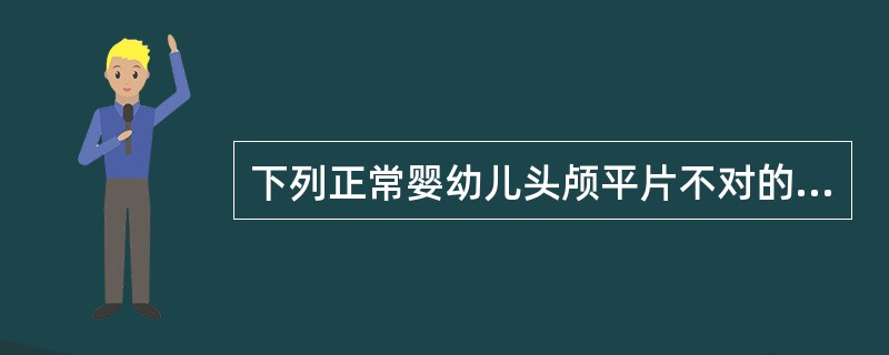 下列正常婴幼儿头颅平片不对的是（）。