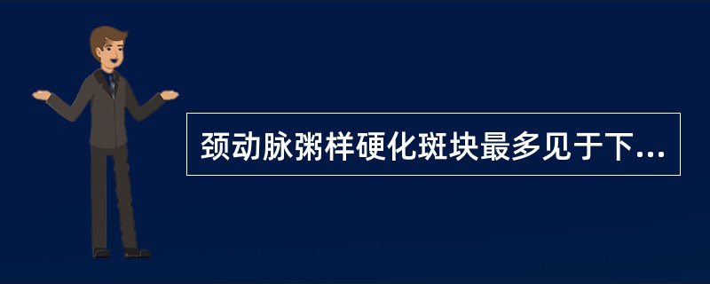 颈动脉粥样硬化斑块最多见于下列哪个部位（）。