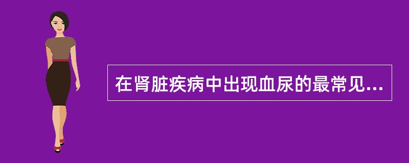 在肾脏疾病中出现血尿的最常见原因是什么（）。