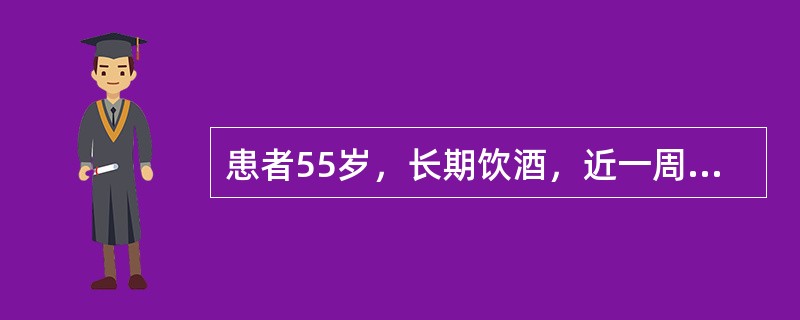 患者55岁，长期饮酒，近一周来发热、咳嗽、呼吸困难，咯咖啡样黏痰，血WBC13.
