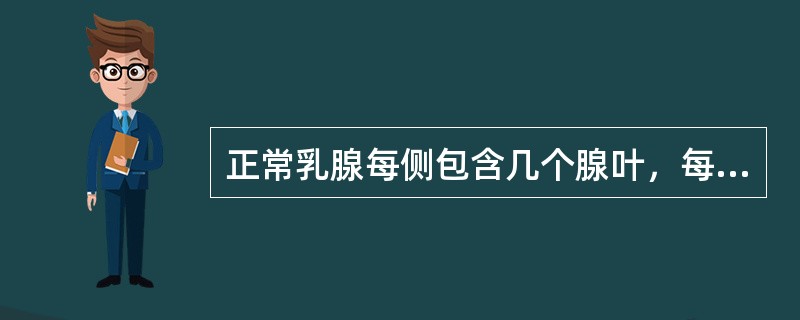 正常乳腺每侧包含几个腺叶，每个腺叶由许多小叶组成，每一小叶由几个腺泡组成（）