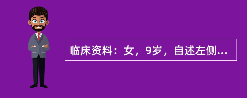 临床资料：女，9岁，自述左侧腰部疼痛2年余。超声综合描述：右肾形态、大小正常，中