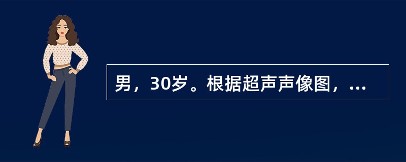 男，30岁。根据超声声像图，可诊断为（）