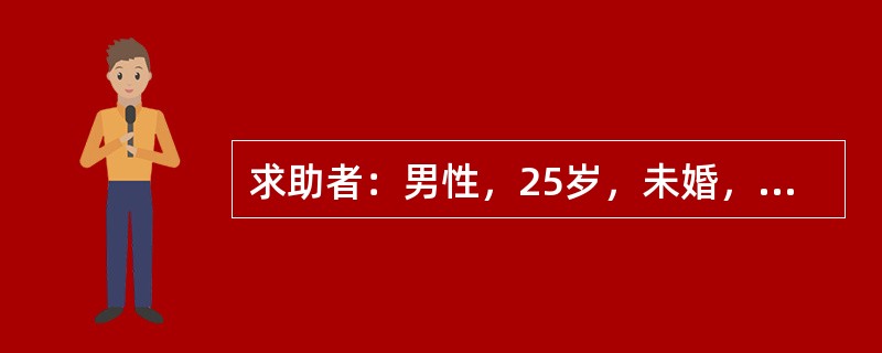 求助者：男性，25岁，未婚，饭店服务员。求助者自述：因感情问题而苦恼，伴有失眠，