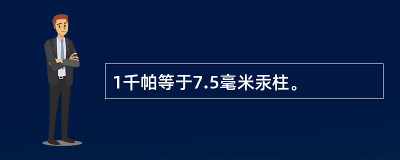 1千帕等于7.5毫米汞柱。