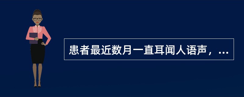 患者最近数月一直耳闻人语声，讲"要抓他"，非常害怕，患者称："家中有窃听器、摄像