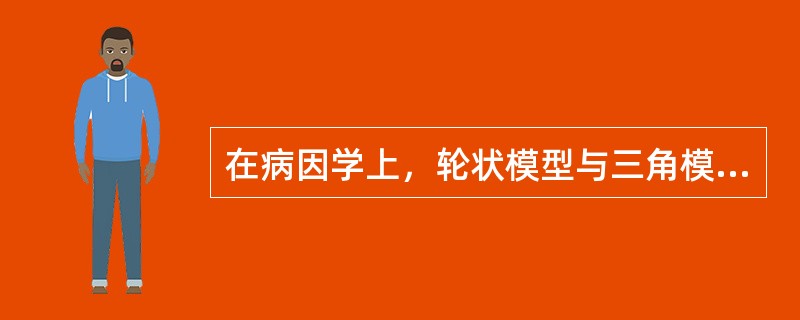 在病因学上，轮状模型与三角模型相比，主要的不同点是（）